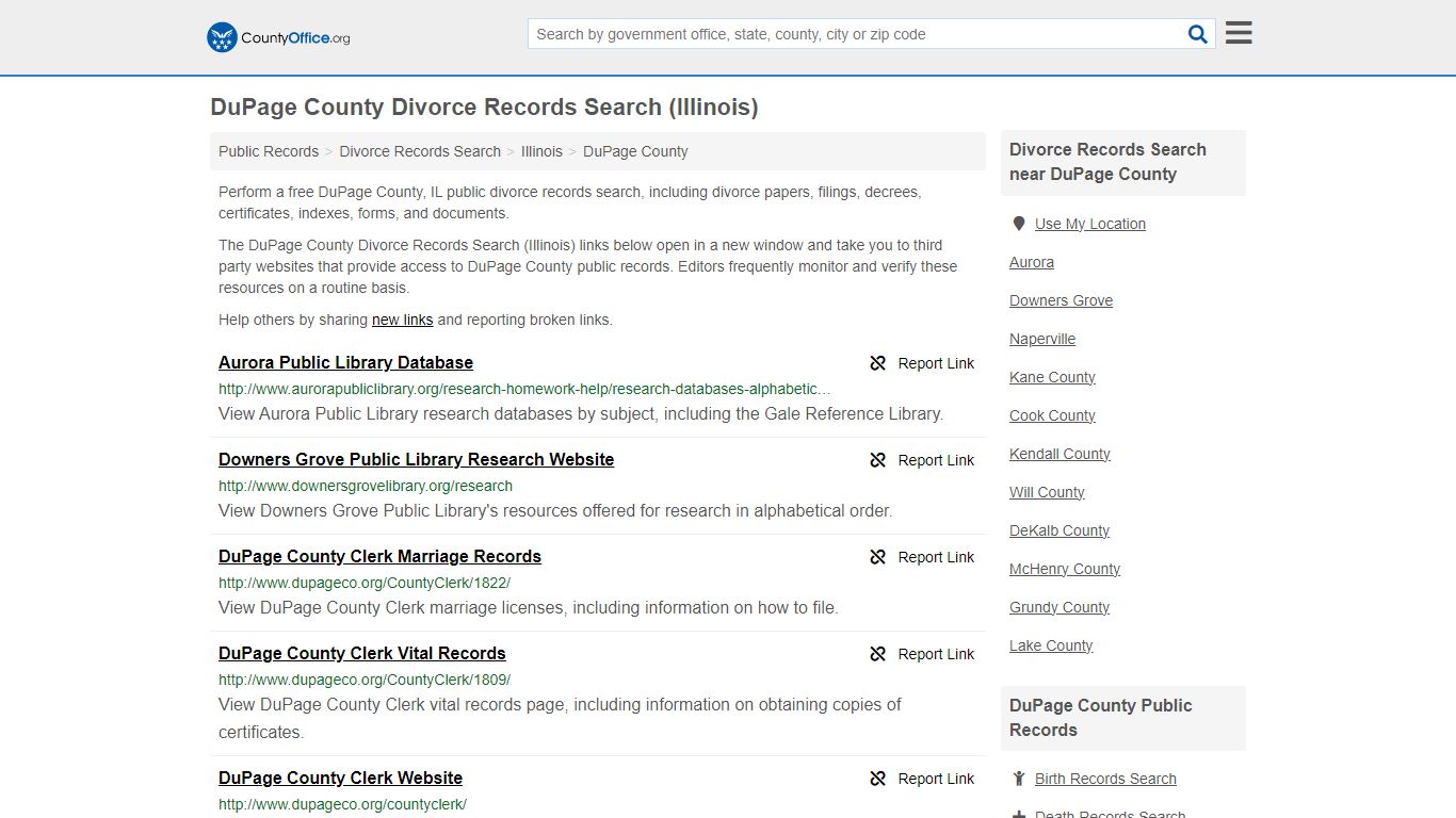 DuPage County Divorce Records Search (Illinois) - County Office